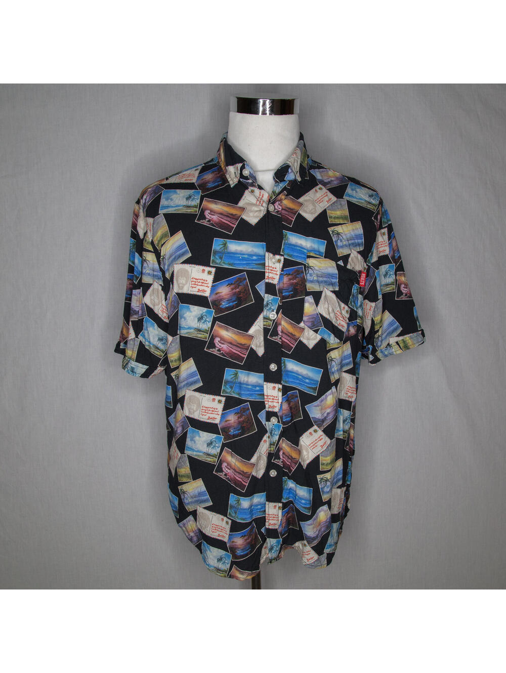 Men's RSVLTS x Bob Ross Post Card Button-Up Shirt Sz Large